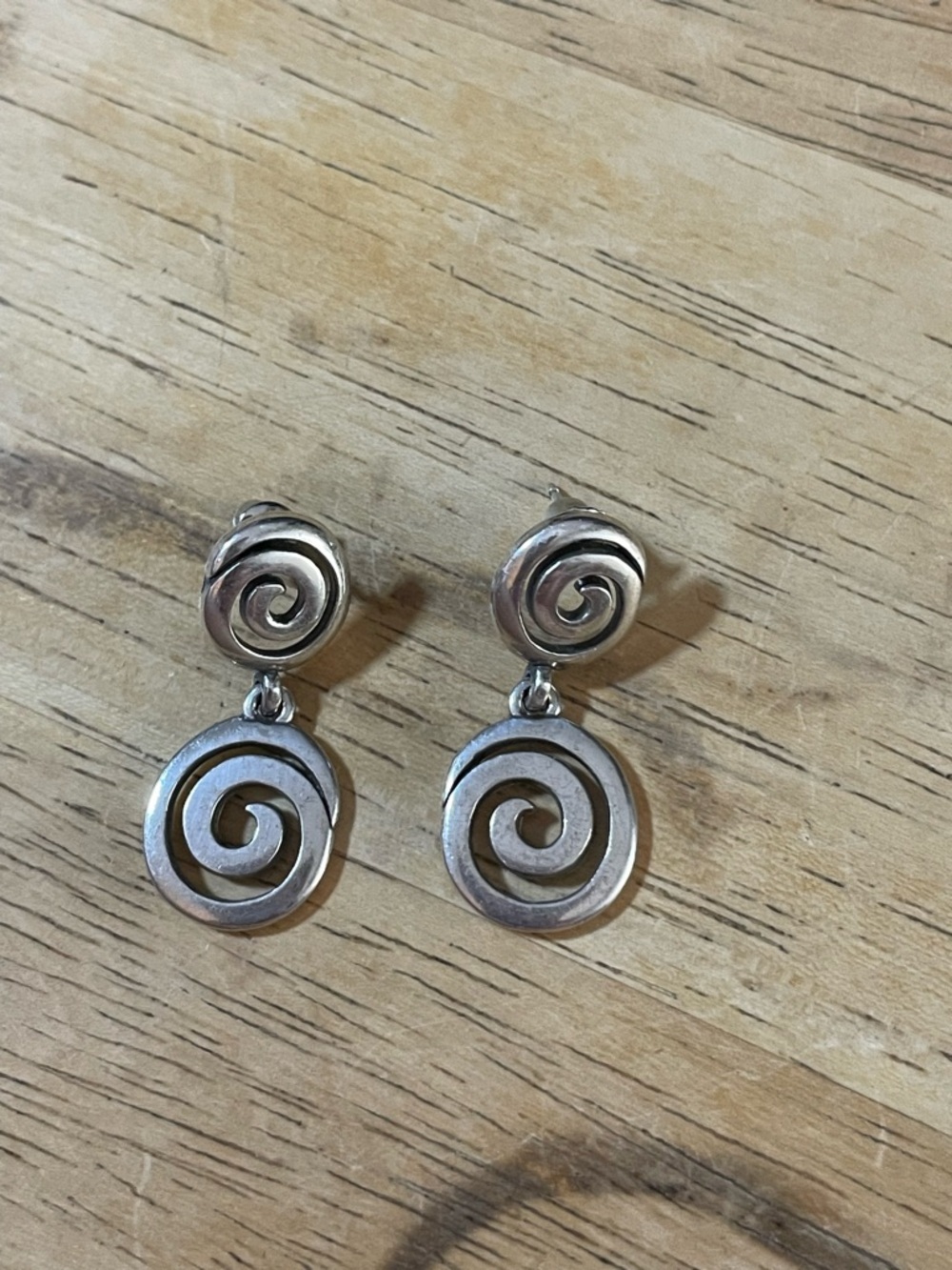 Vertigo Post Vibe Statement Drop Earrings silver double swirl pierced Uzumaki - Picture 6 of 8